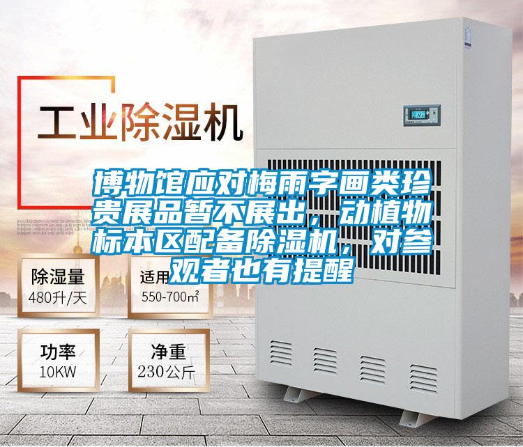 博物館應對梅雨字畫類珍貴展品暫不展出，動植物標本區配備除濕機，對參觀者也有提醒